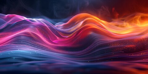 Obraz premium Intense Swirling Waves of Vibrant Luminous Energy in a Futuristic Digital Setting