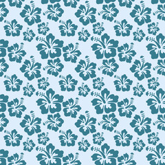 Beautiful seamless floral pattern, spring summer background with tropical flowers hibiscus,. Exotic wallpaper, Hawaiian style