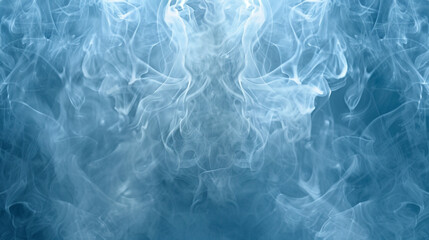 Obraz premium A mysterious smoke pattern that subtly hints at the form of a mythical creature, in icy blue