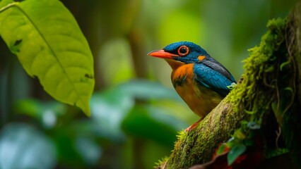 Obraz premium A bird on a branch of a tree concept for eco exploration of biodiversity and conservation efforts.