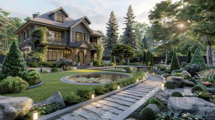 portrait 3d rendering home designs Luxury