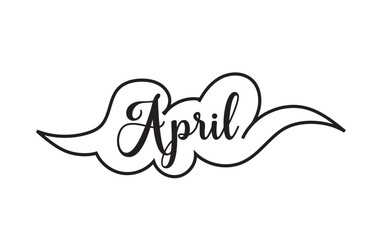 April - continuous one black line with word. Minimalistic drawing.  isolated on white background. Vector illustration. EPS 10