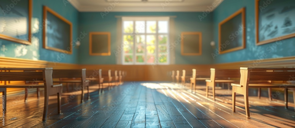 Poster Classroom Interior Blurred Defocused Background