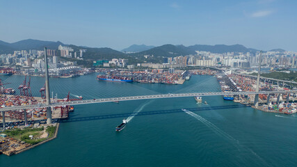 2024 May 15,Hong Kong.Aerial view of Kwai Tsing Container Terminals.