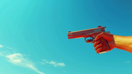 Illustration of hand holding a gun
