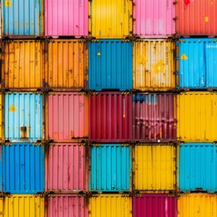 Rows of Vibrant Shipping Containers in the Transport Business