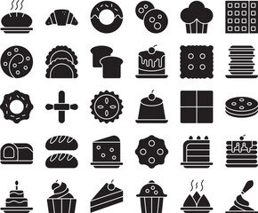 Pastry cake design food icon fill set illustration stock