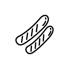 Sausage line icon. Barbecue icon. Bbq icon isolated on white background. Transparent background, minimalist symbol. Vector images