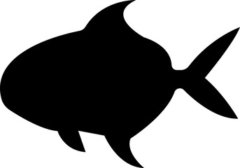 fish icons showing aquatic animals with various fins, scales, tails and gills swimming in water, as a skeleton or in bowl, Freshwater silhouettes, isolated on transparent background labels design