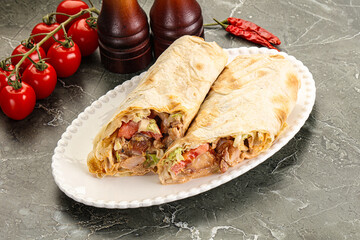 Shawarma with grilled chicken meat