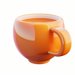 Cute tea icon, 3D render, white background, generative AI