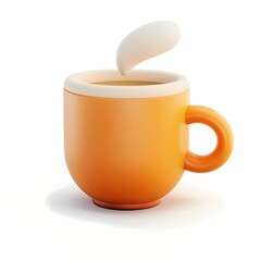 Cute tea icon, 3D render, white background, generative AI