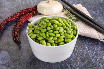 Bowl of delicious edamame beans