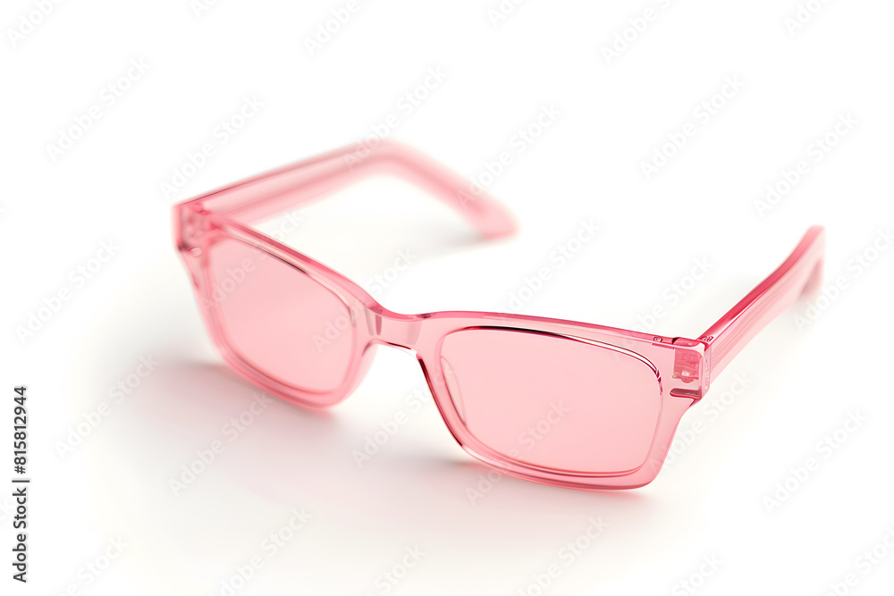 Poster 3d glasses with pink frames isolated on white background