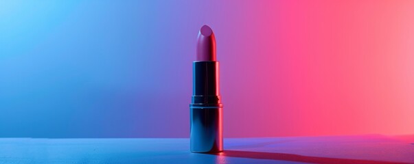 Stylish matte lipstick cylinder, highlighted against a vibrant surface, ideal for achieving a bold and elegant lip appearance