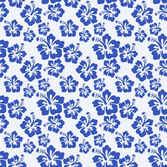 Beautiful seamless floral pattern, spring summer background with tropical flowers hibiscus,. Exotic wallpaper, Hawaiian style