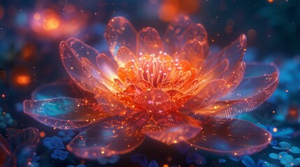 Fantasy flower. Glowing petals. Magic bloom.