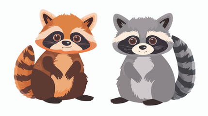 Cute raccoons couple portrait. Funny racoon friends o