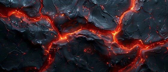 Lava flow. Molten rock. Volcanic eruption.