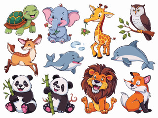 Naklejka premium Animal stickers turtle colorful customized vector illustration art