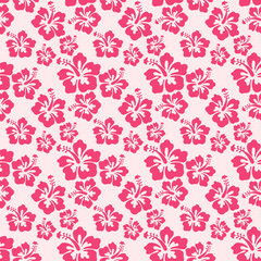Beautiful seamless floral pattern, spring summer background with tropical flowers hibiscus,. Exotic wallpaper, Hawaiian style