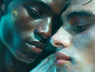 Images portraying the acceptance and support of friends or a partner, illustrating how the modern man's skincare and makeup choices are embraced within social circles.