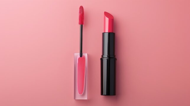 Sleek lip gloss tube with brush, set in a minimalist setting, focusing on its glossy finish that enhances lip seductiveness