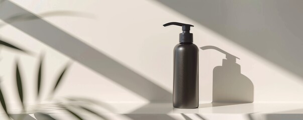Sleek grease bottle with a pump, shown against a clean, bright background, designed to nourish and beautify skin with vitamins