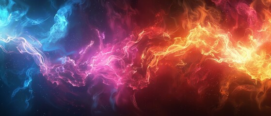 The image is a colorful abstract background. It features a vibrant mix of blue, pink, and orange hues, which are arranged in a swirling pattern.