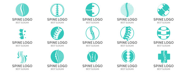 Chiropractic logo, spine symbol osteopathy set icon