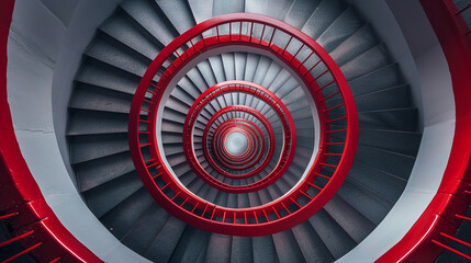 A mesmerizing spiral staircase spiraling into the depths of infinity, its perfectly symmetrical design drawing the eye ever deeper.