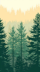 Fototapeta premium Winter forest fir trees spruce silhouette vector image,Pine forest silhouette wood tree background .