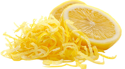 Fresh lemon zest isolated on transparent background