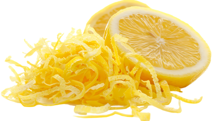Fresh lemon zest isolated on transparent background