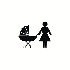 Vector Motherhood image. Baby carriage illustration. Vector