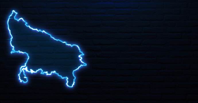 Utter Pradesh map neon sign