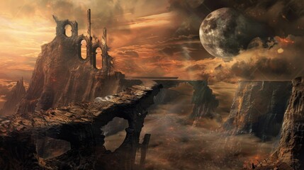 Apocalyptic Towers In A Desolate Landscape