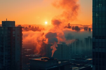 Breathtaking Big city sunset. Office urban. Generate Ai