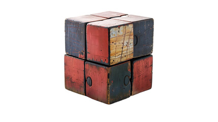 Geometric puzzle in the form of a cube isolated on transparent background