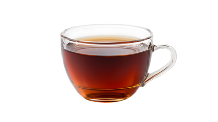 Glass cup of hot aromatic tea isolated on transparent background