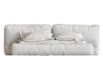 big comfortable bed isolated on transparent background, home furniture, illustration, 3d rendering
