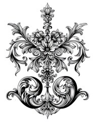 medieval ornate decal black and white tattoo draw