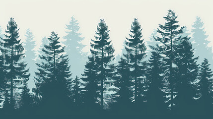 Fototapeta premium Winter forest fir trees spruce silhouette vector image,Pine forest silhouette wood tree background .
