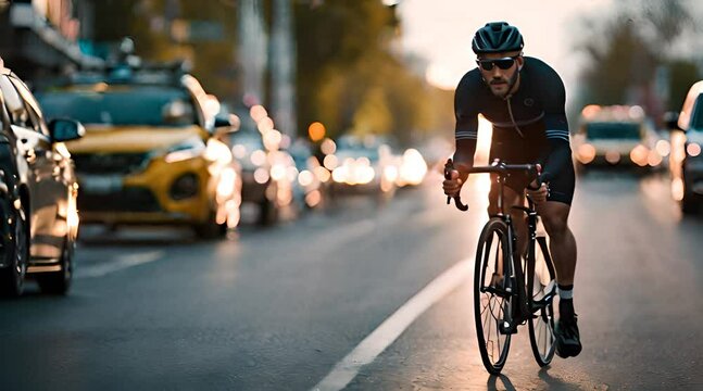 Radfahrerin im Stra&szlig;enverkehr