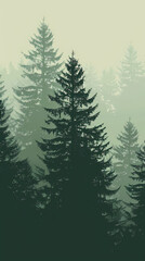 Fototapeta premium Winter forest fir trees spruce silhouette vector image,Pine forest silhouette wood tree background .
