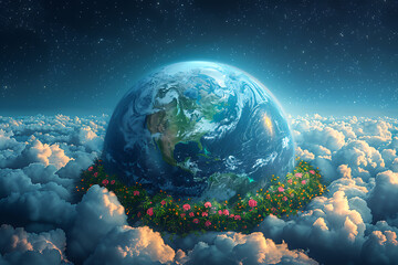 A vibrant blue and green eco Earth globe highlighting themes of environmental world protection, ecological conservation, and the message of "Save the Planet" in celebration of Earth Day