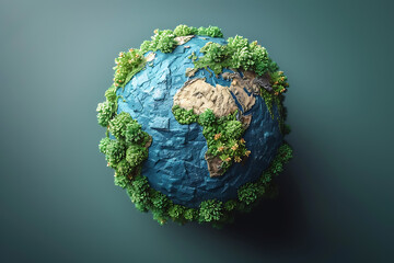 Fototapeta premium A vibrant blue and green eco Earth globe highlighting themes of environmental world protection, ecological conservation, and the message of 