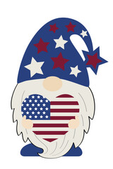 Vector illustration of patriotic gnomes celebrating 4th of July.