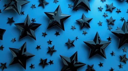 A backdrop featuring black stars and a blue hue