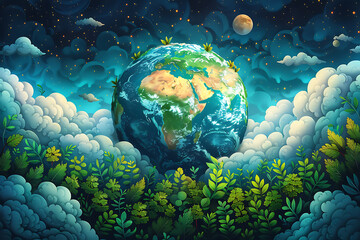 A vibrant blue and green eco Earth globe highlighting themes of environmental world protection, ecological conservation, and the message of "Save the Planet" in celebration of Earth Day